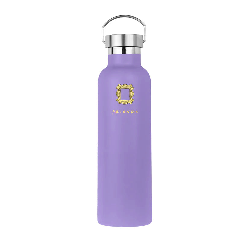 Purple metal handle tumbler by Domma with 'Friends' logo on a white background