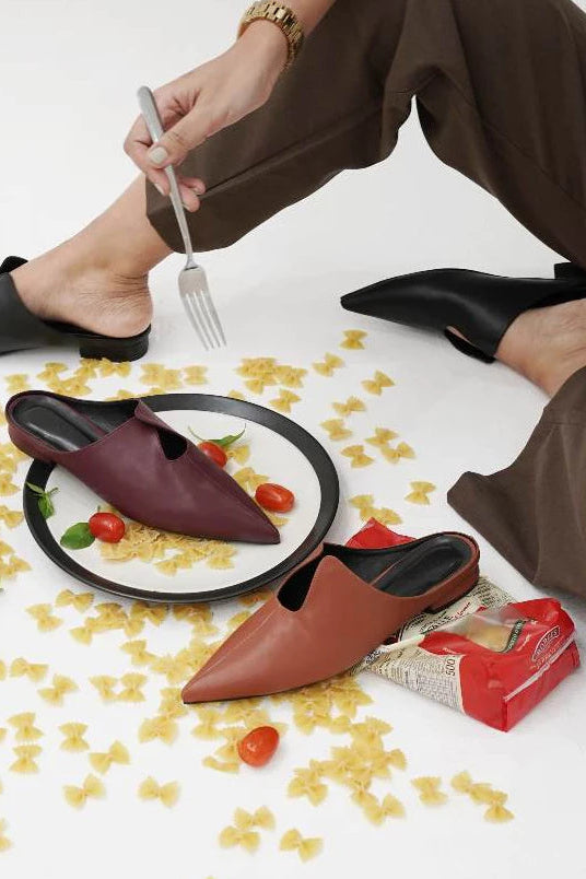 Farfalle Flats Burgundy - Tangerine Marche