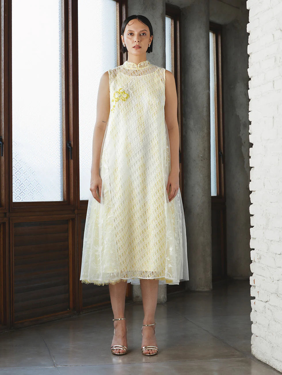 Gala Dress No 4 Yellow White - Studio Senses