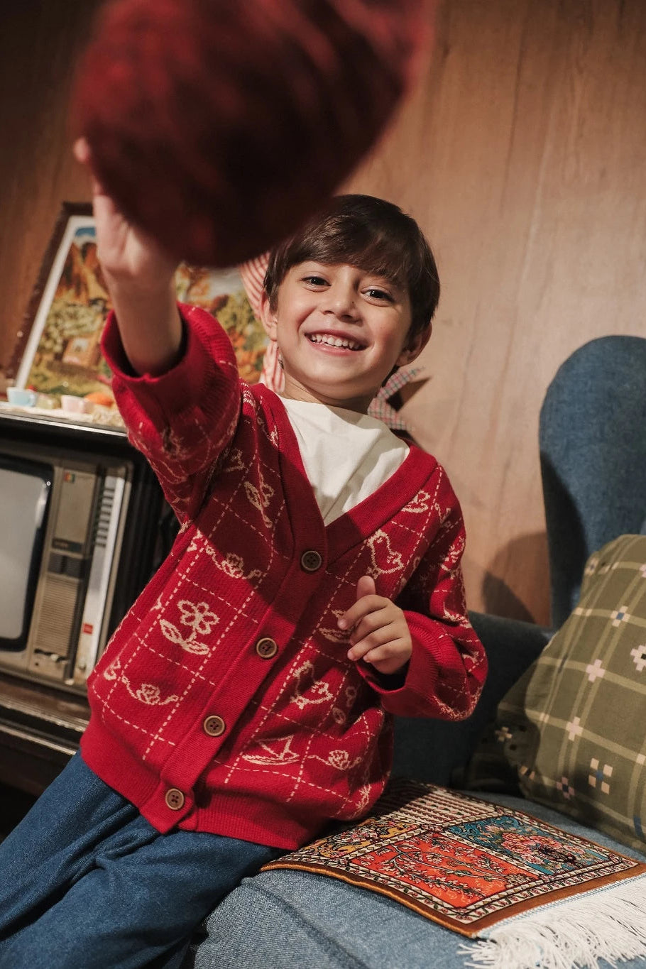 HGL Bambini - Na Willa Cotton Knitted Cardigan Kids Maroon - Sabine & Heem