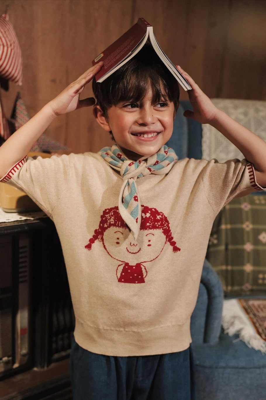 HGL Bambini - Na Willa Knitted Tee With Scarves Cream - Sabine & Heem