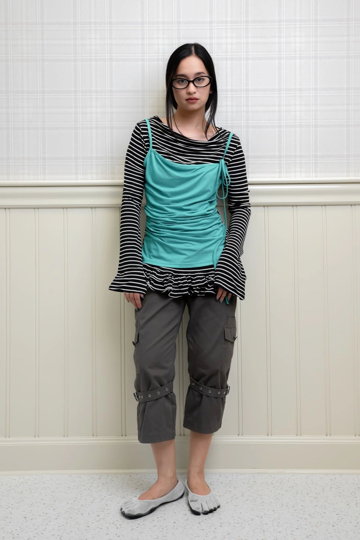Ruffle Hem Layer Top Stripe - Catha