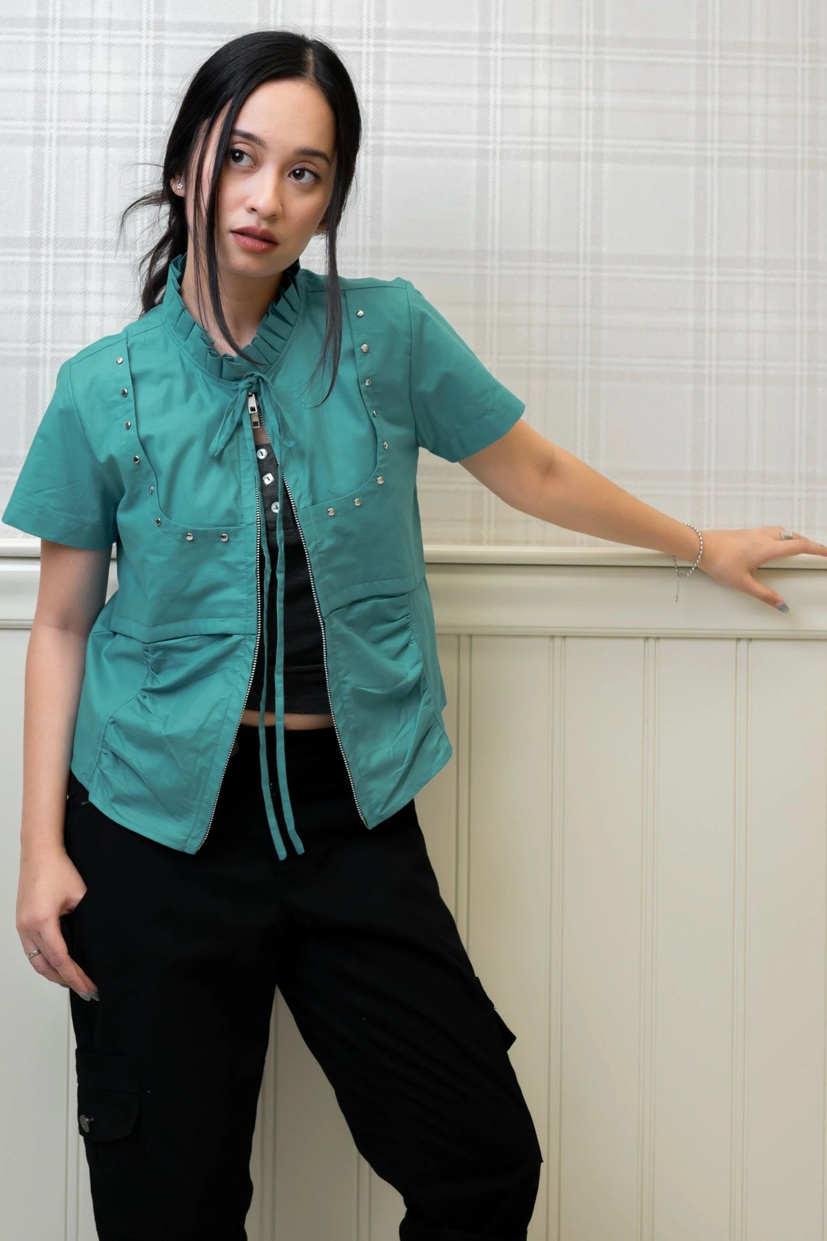 Blade Raffle Stud Top Teal - Catha