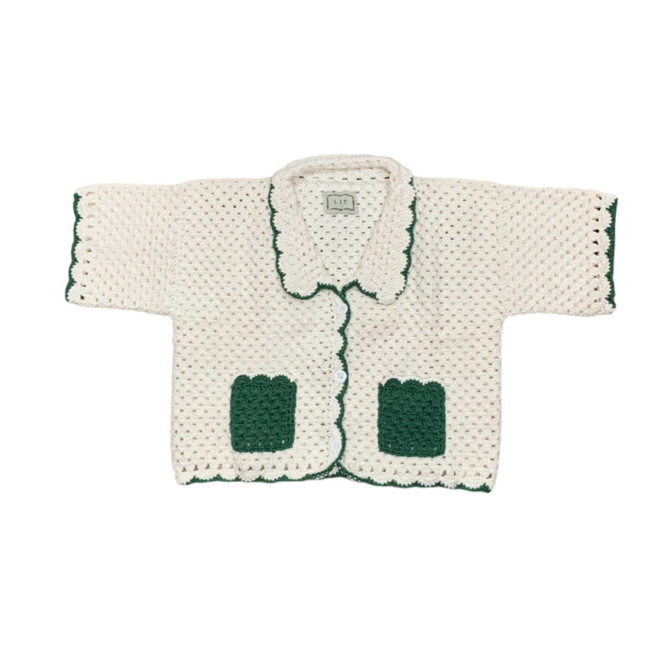 ​Zoe Crochet Cropped Shirt Green - LIT