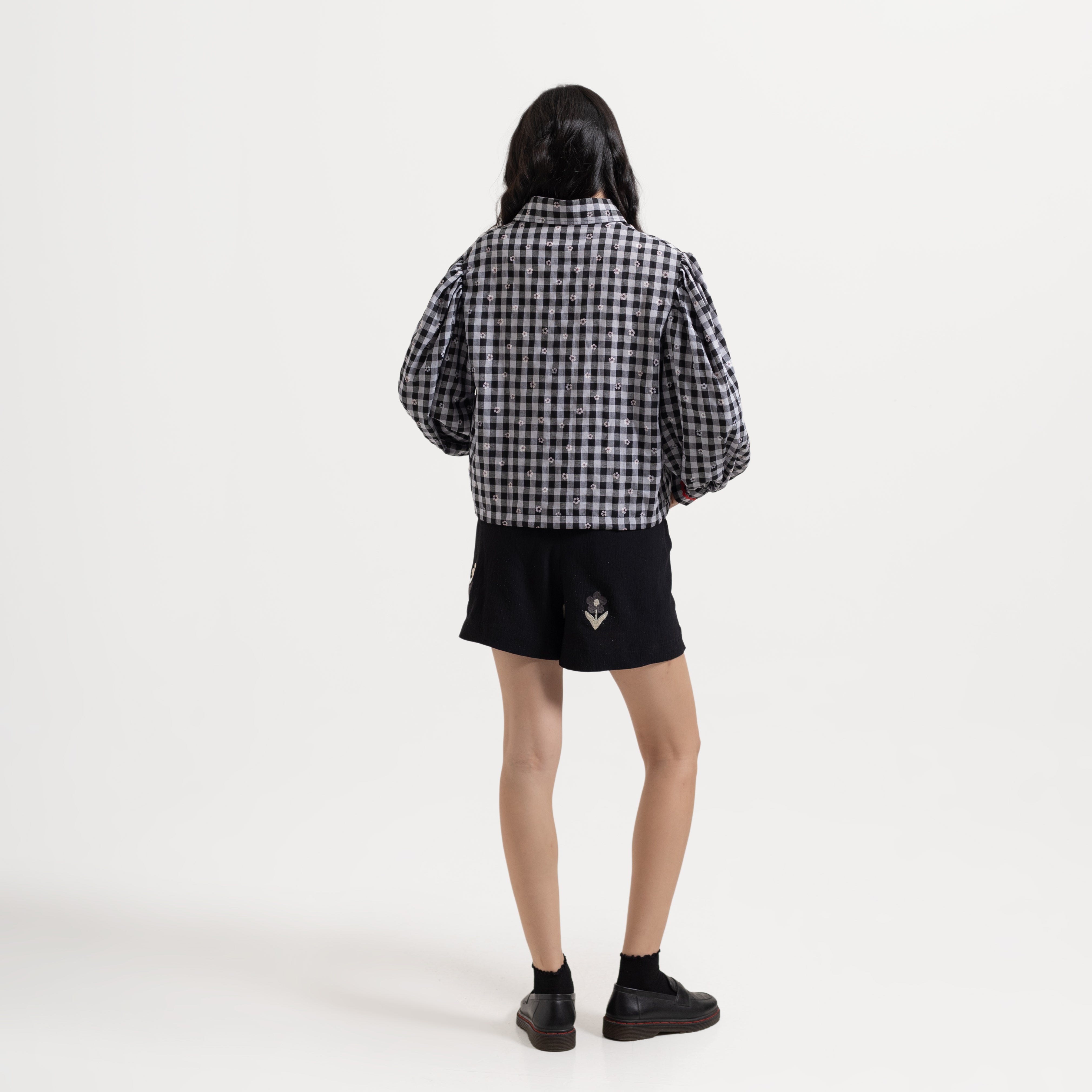 Fleur Puff Shirt Black - Saya Saya