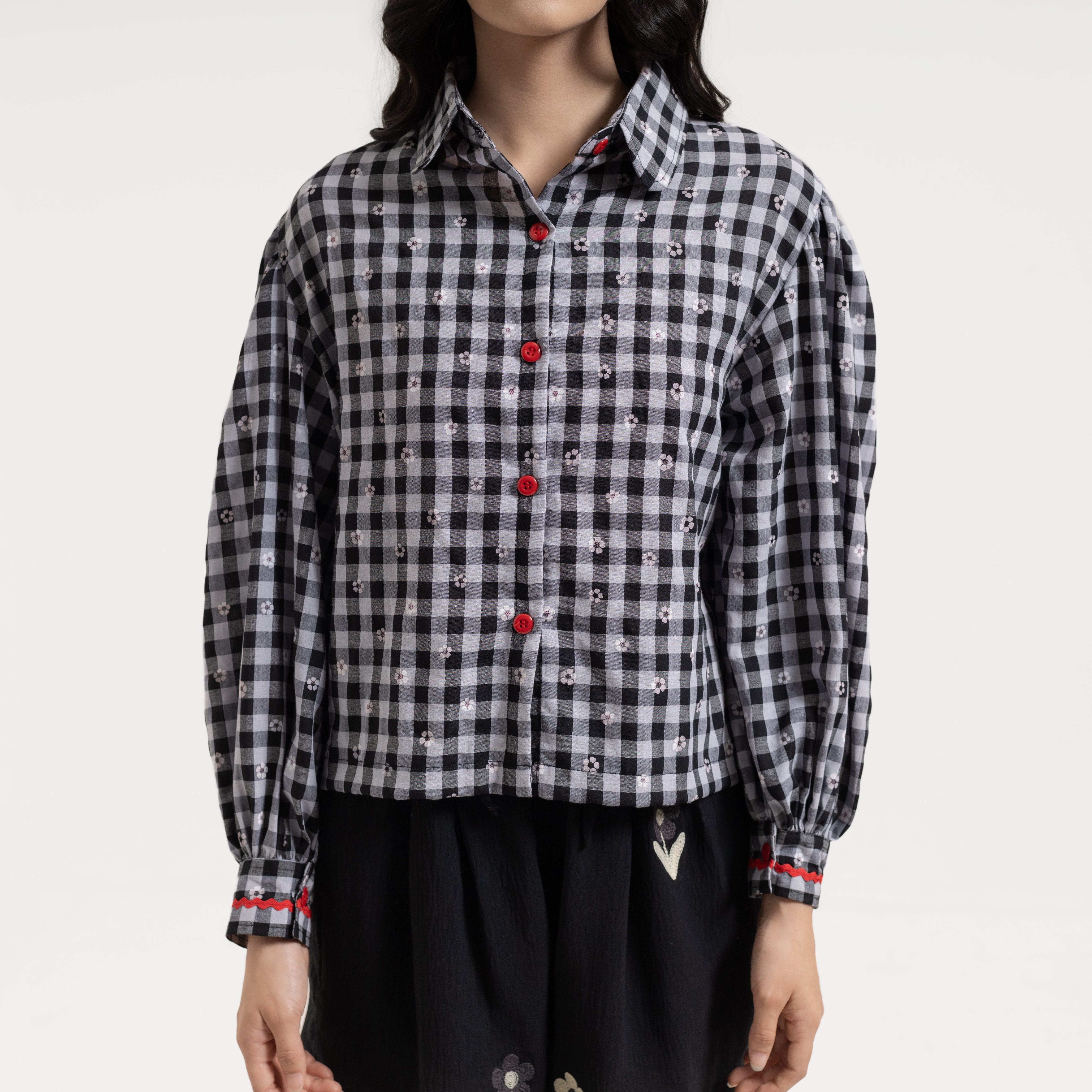 Fleur Puff Shirt Black - Saya Saya