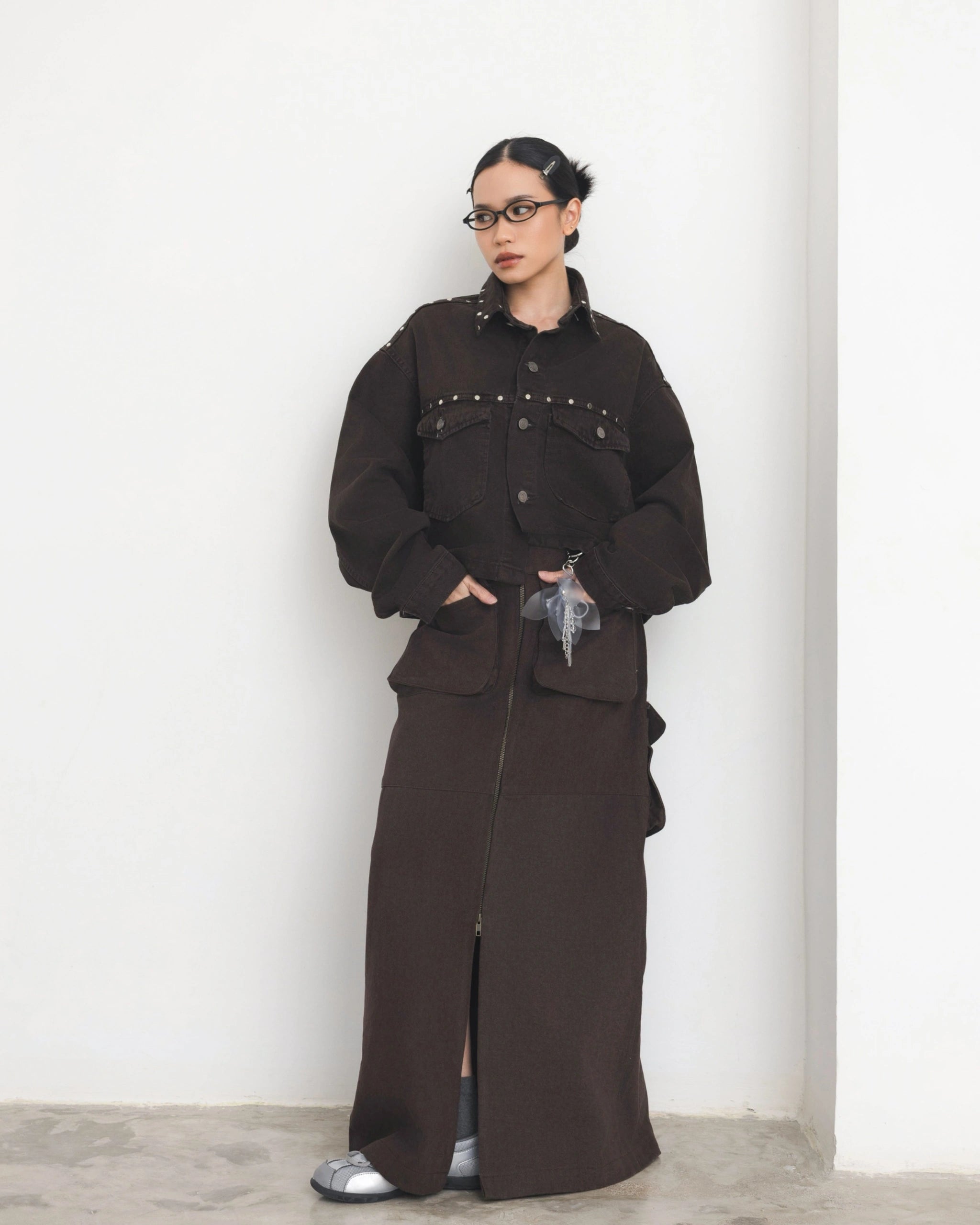 Oversized Rivet Denim Jacket - Catha