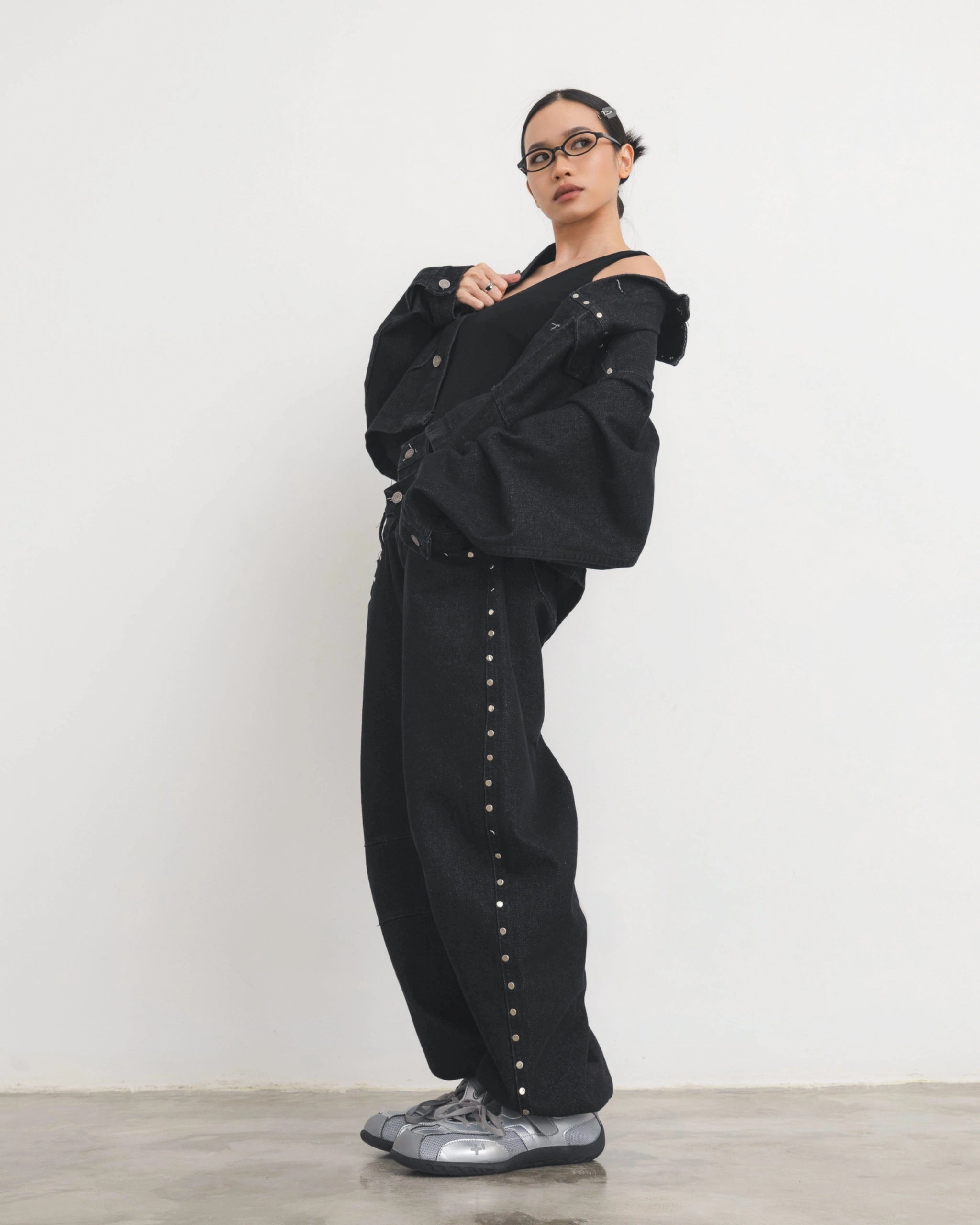 Rivited Double Waist Jeans - Catha