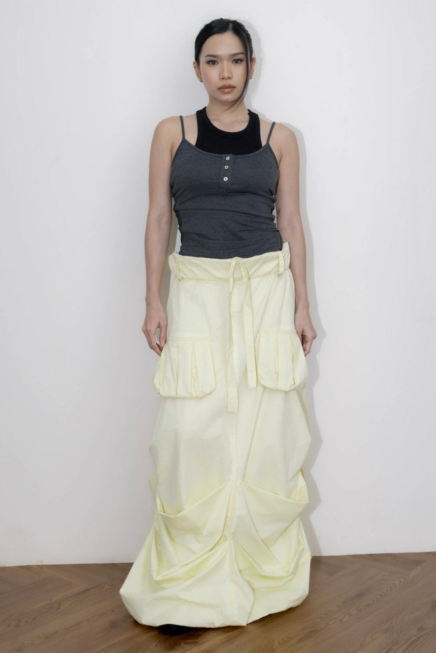 Roll Up Ballon Cargo Skirt Yellow - Catha