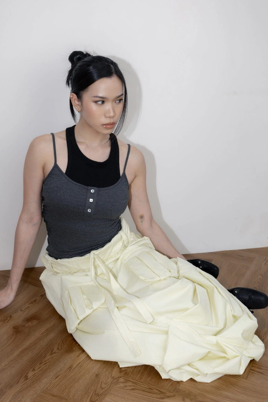 Roll Up Ballon Cargo Skirt Yellow - Catha