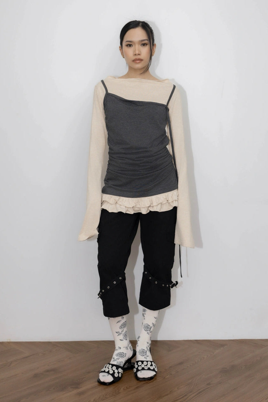 Ruffle Him Layer Top Cream - Catha
