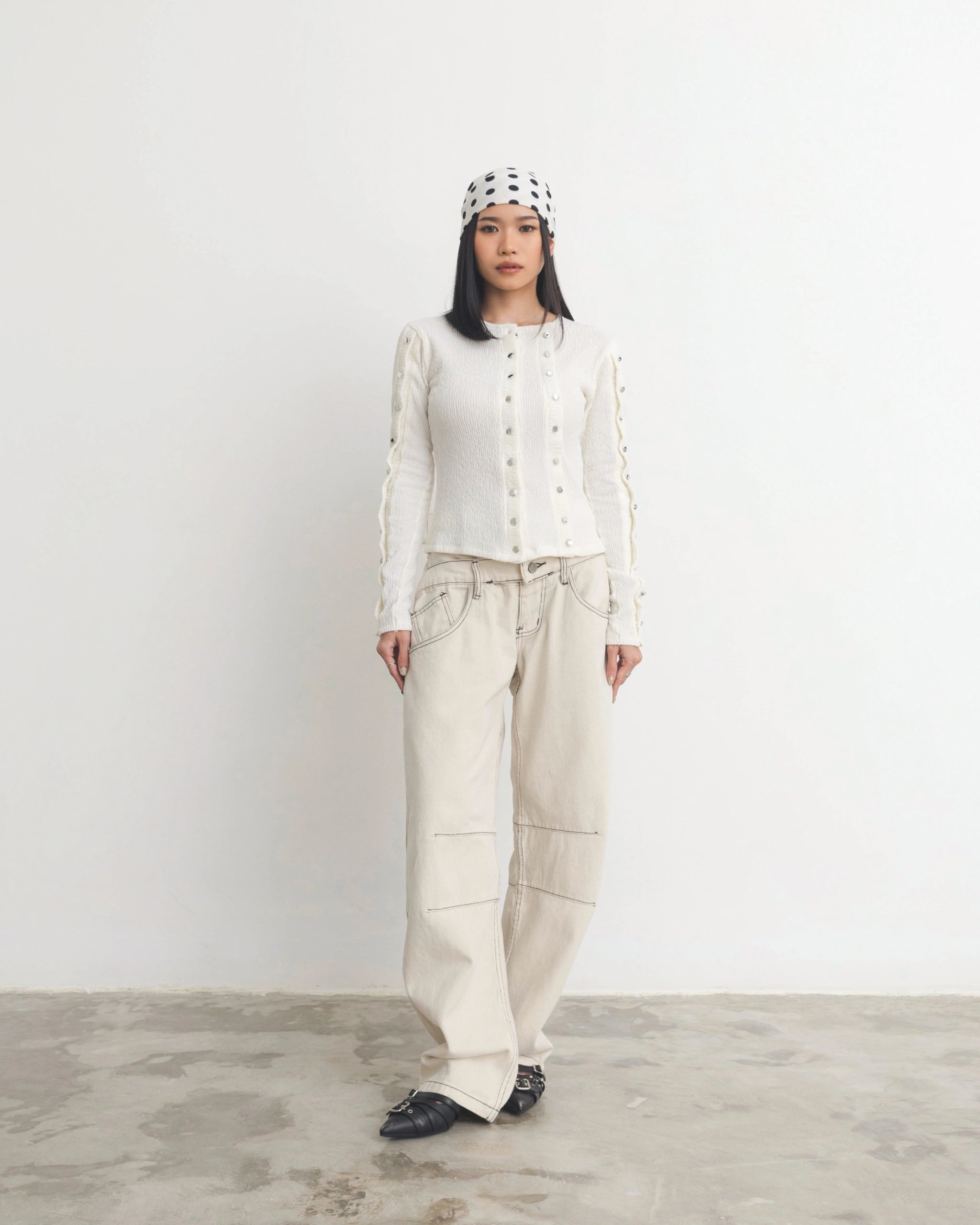 Overstitched Double Waist Jeans - Catha