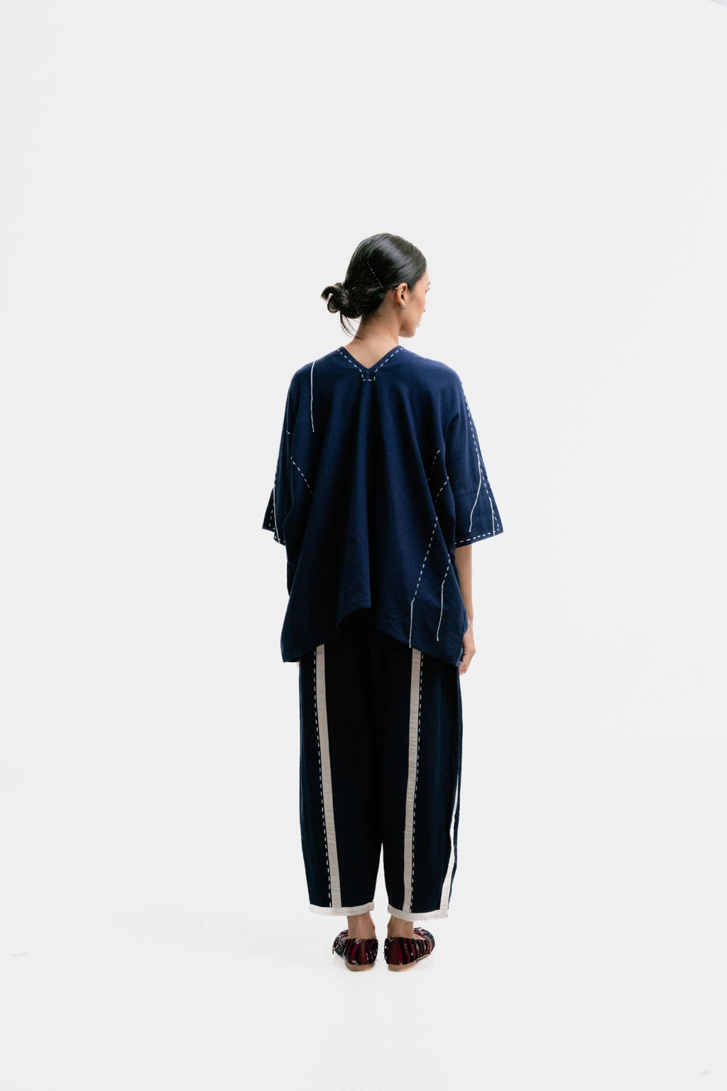 Jalin Blouse Sashiko Navy - Damakara