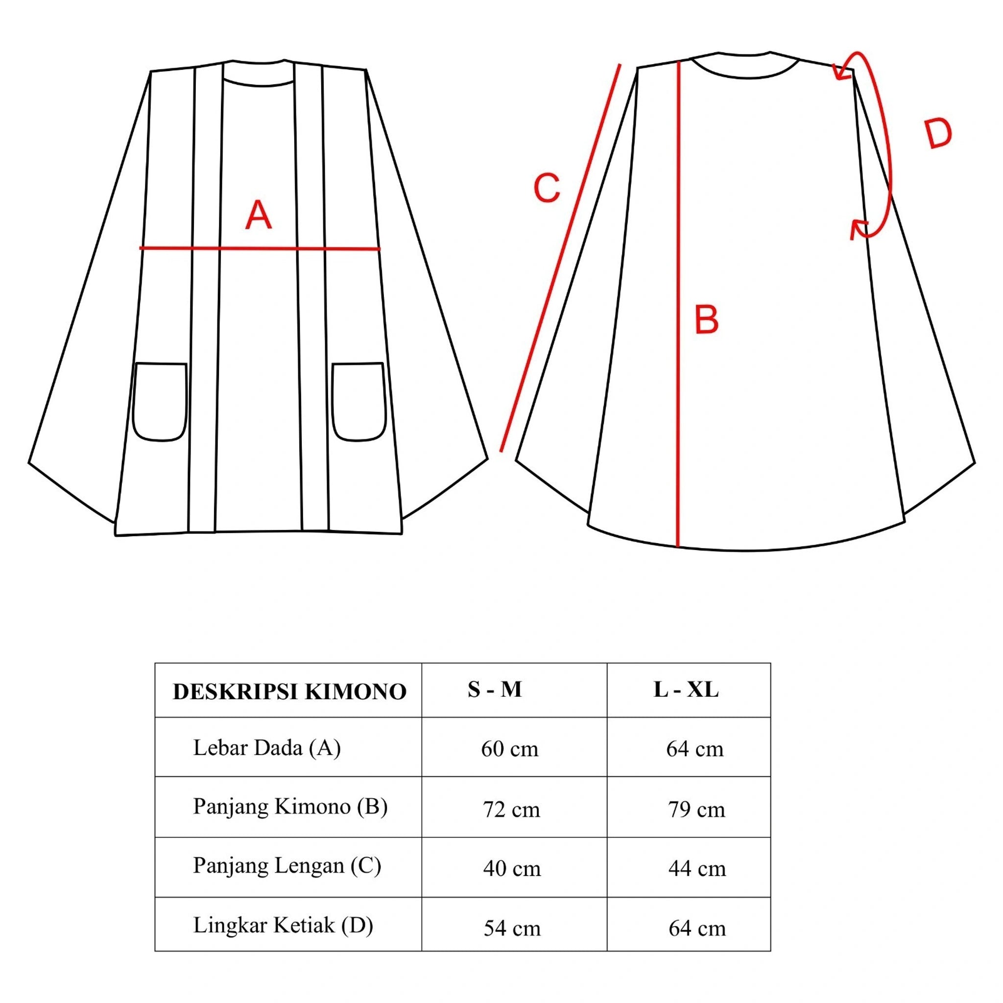 Size chart of Jalin Unisex Outer