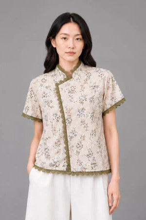 Janggan Flower Shirt Creme - Aumone