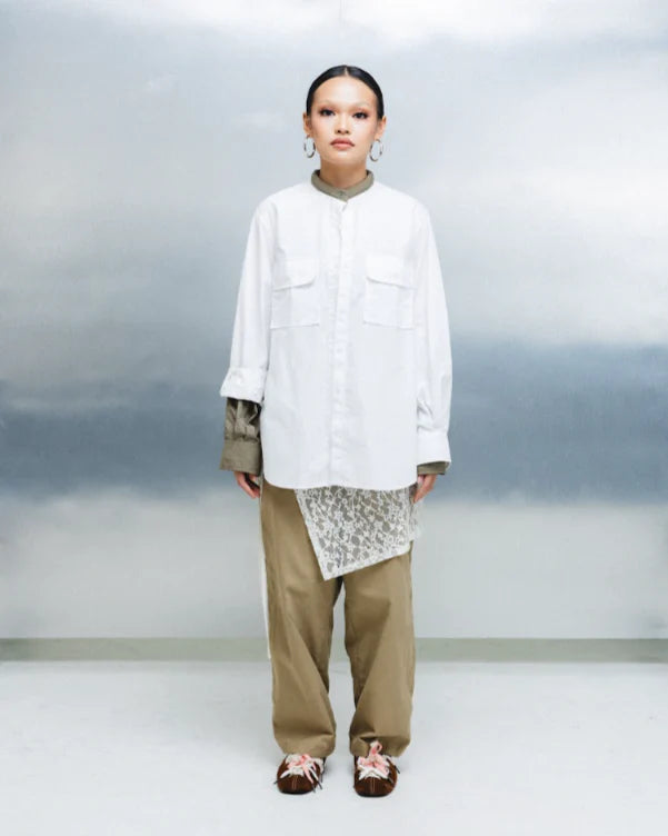 Layered Collar Shirt White - Wad Studio