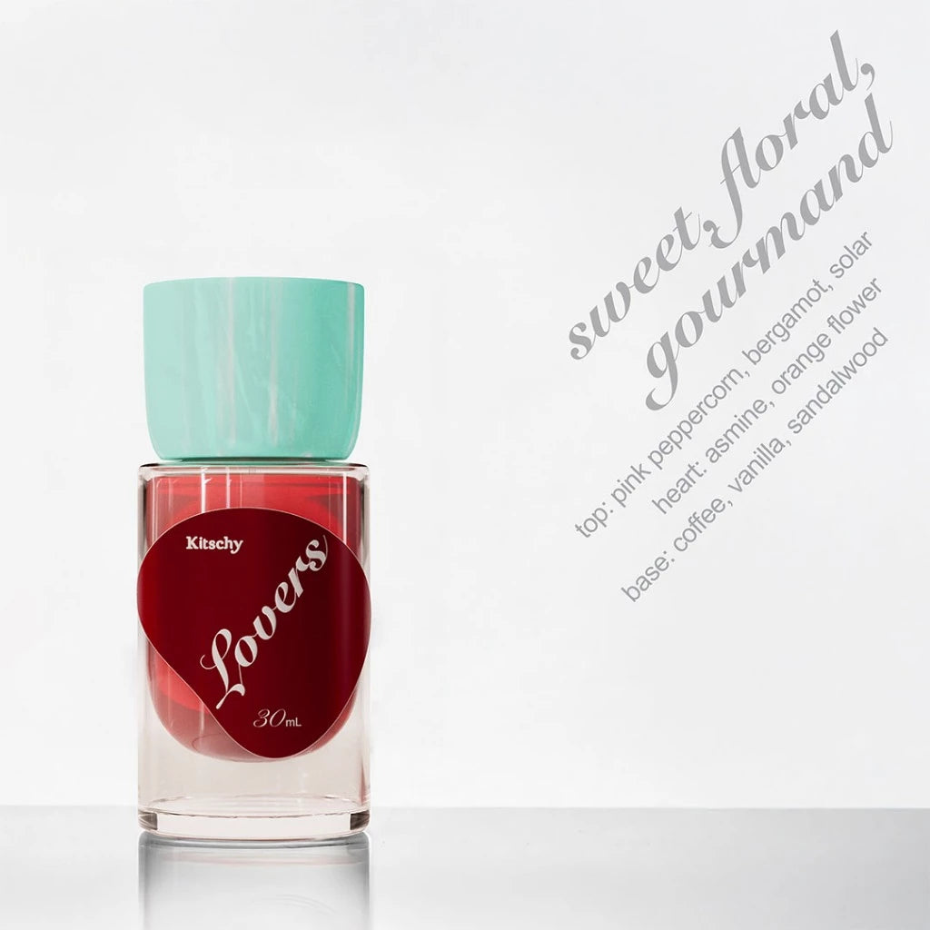 Lovers Extrait De Parfum by Kitschy – 30ml sweet, floral, gourmand fragrance with bergamot, orange flower, asmine, and coffee notes.