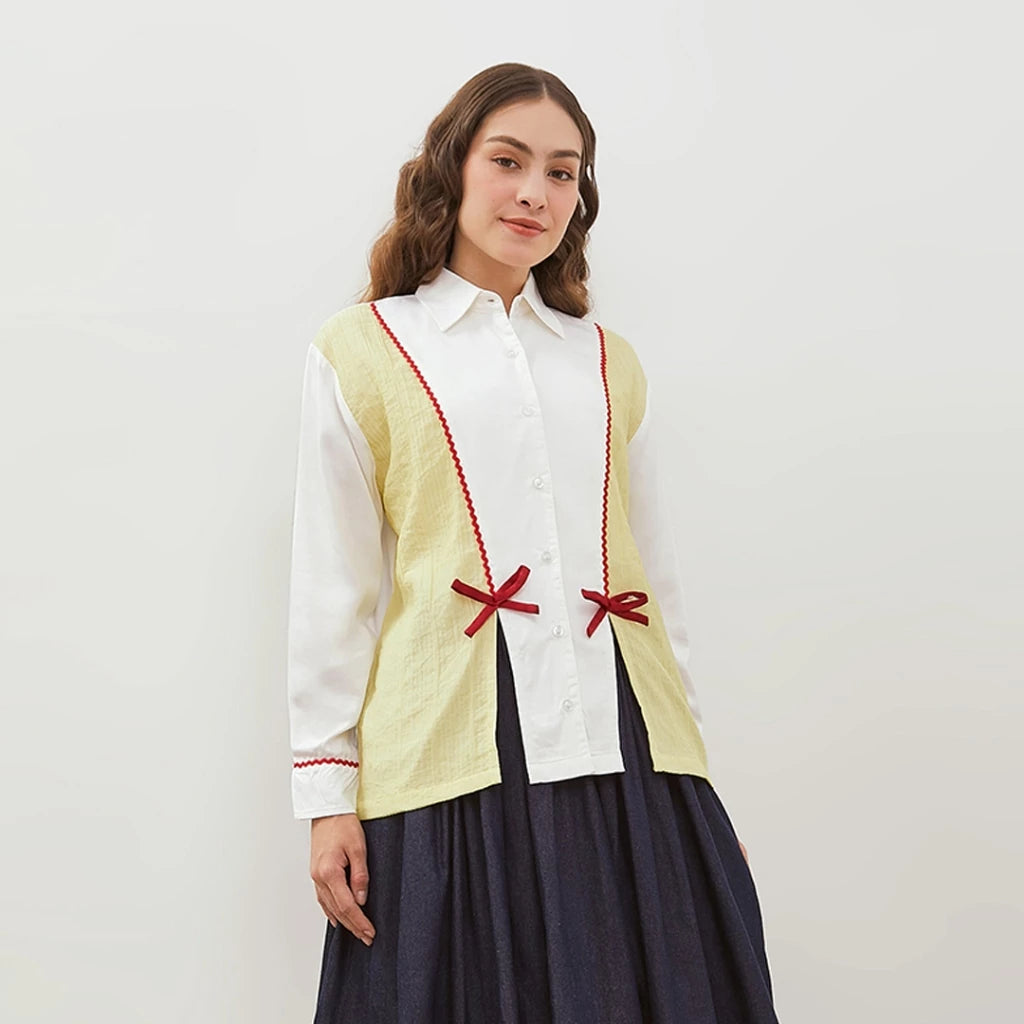 Macy Lime Shirt Longsleeve White - Curato Market