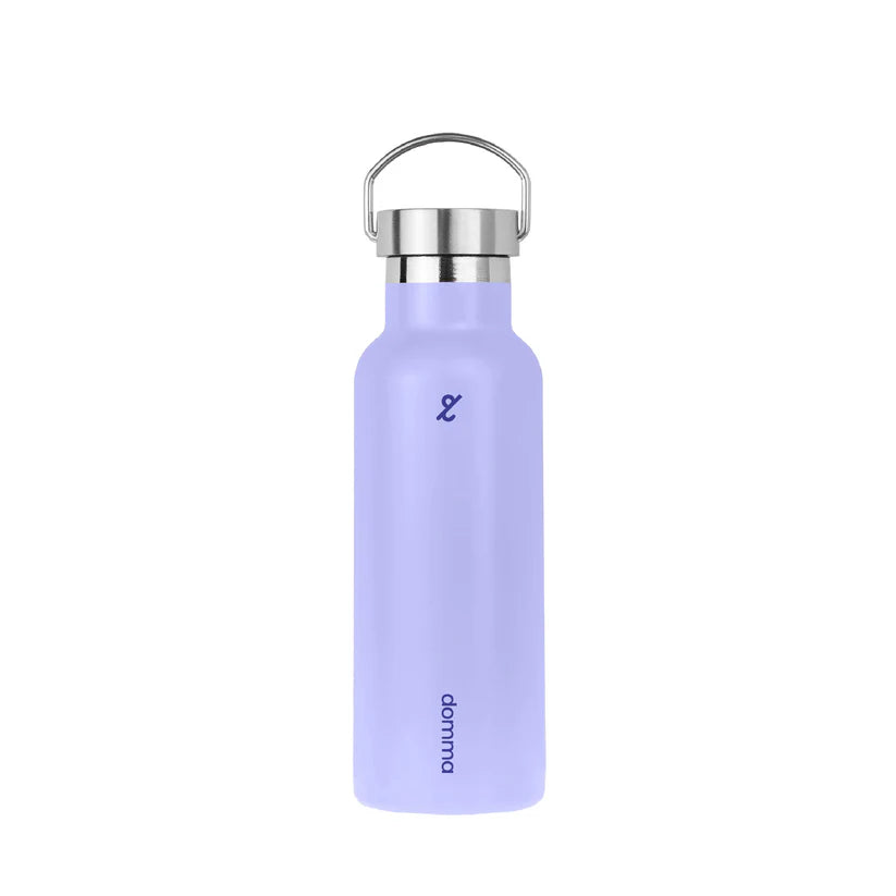 Purple tumbler with silver cap by Domma on a white background