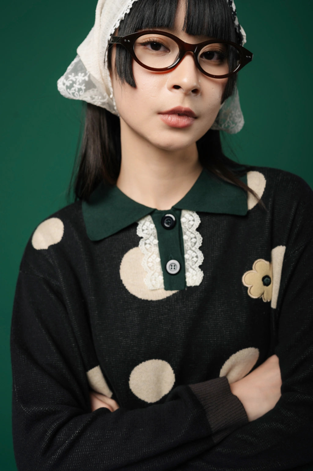 Migi Rugby Shirt Polkadot Black - Tome Ame