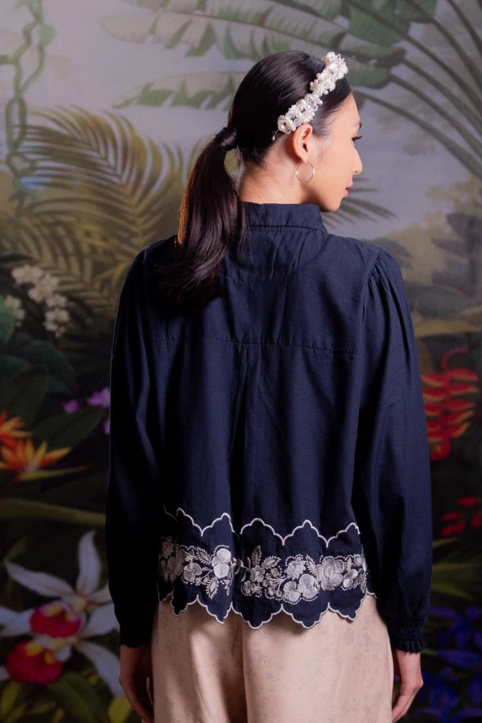 Nonaetal Hassie Whisper Shirt Top Longsleeve Navy - Nona