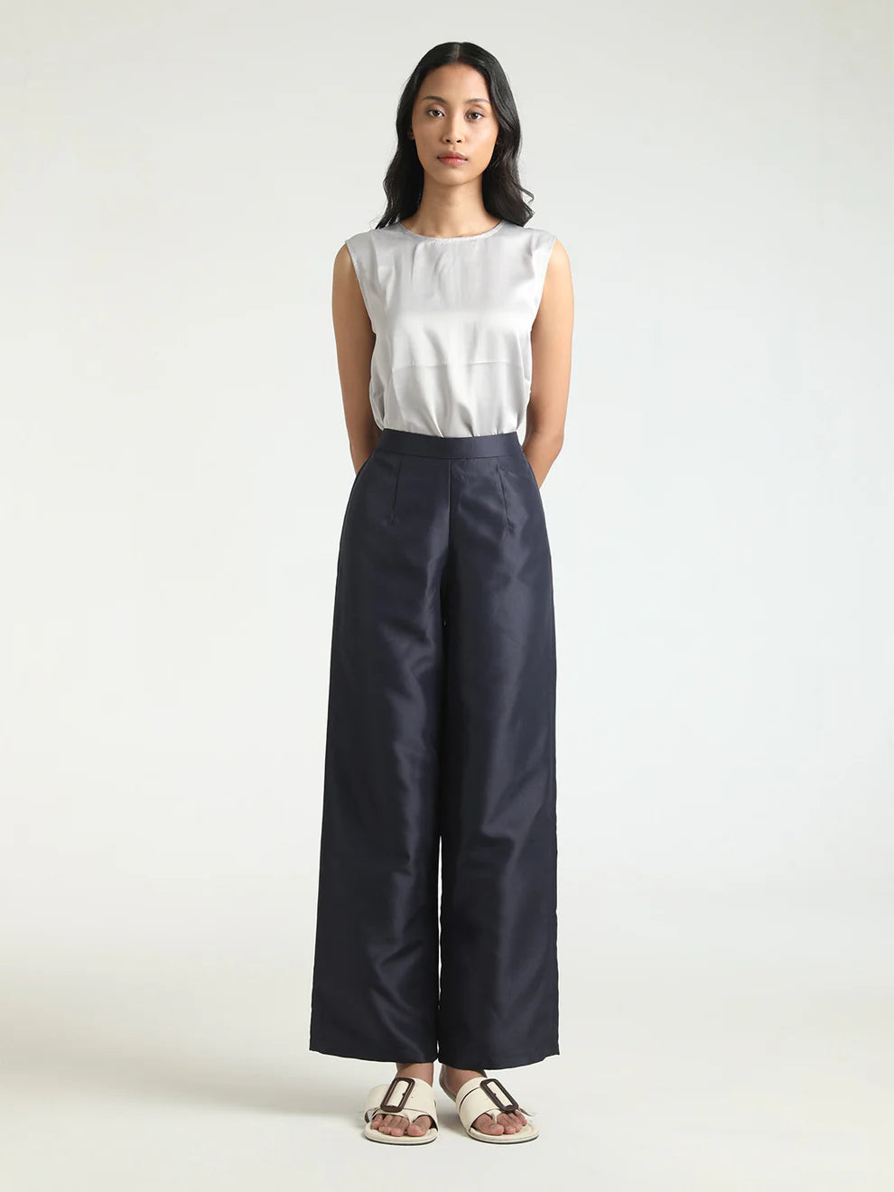 Satin Pants Navy - Senses Dua