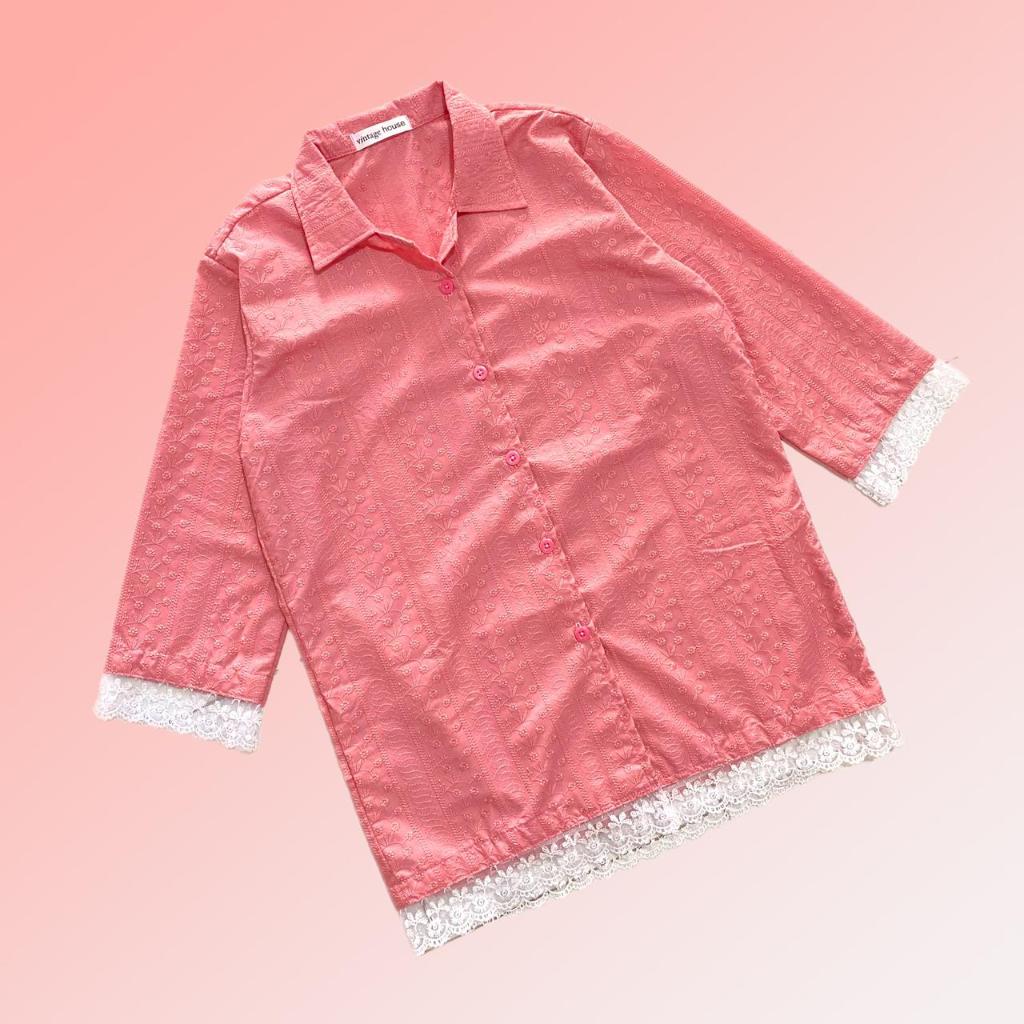 Amarcella Embroidery Shirt Pink - Vintage House