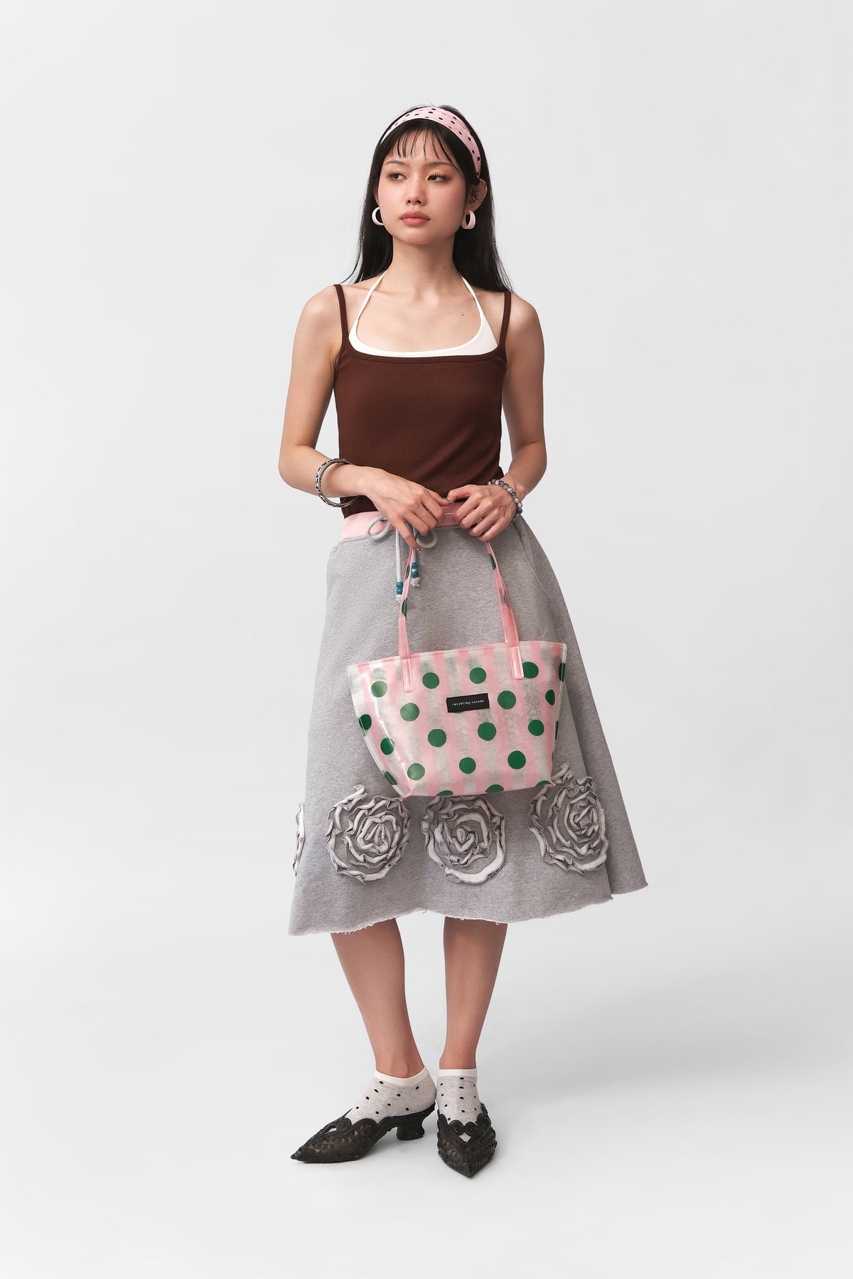 RV Polkastripe Tote Small - Pink/Green - Recycling Village