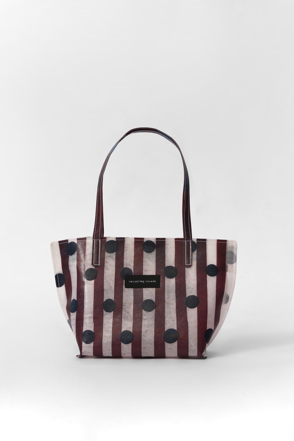 RV Polkastripe Tote Small - Plum/Navy - Recycling Village