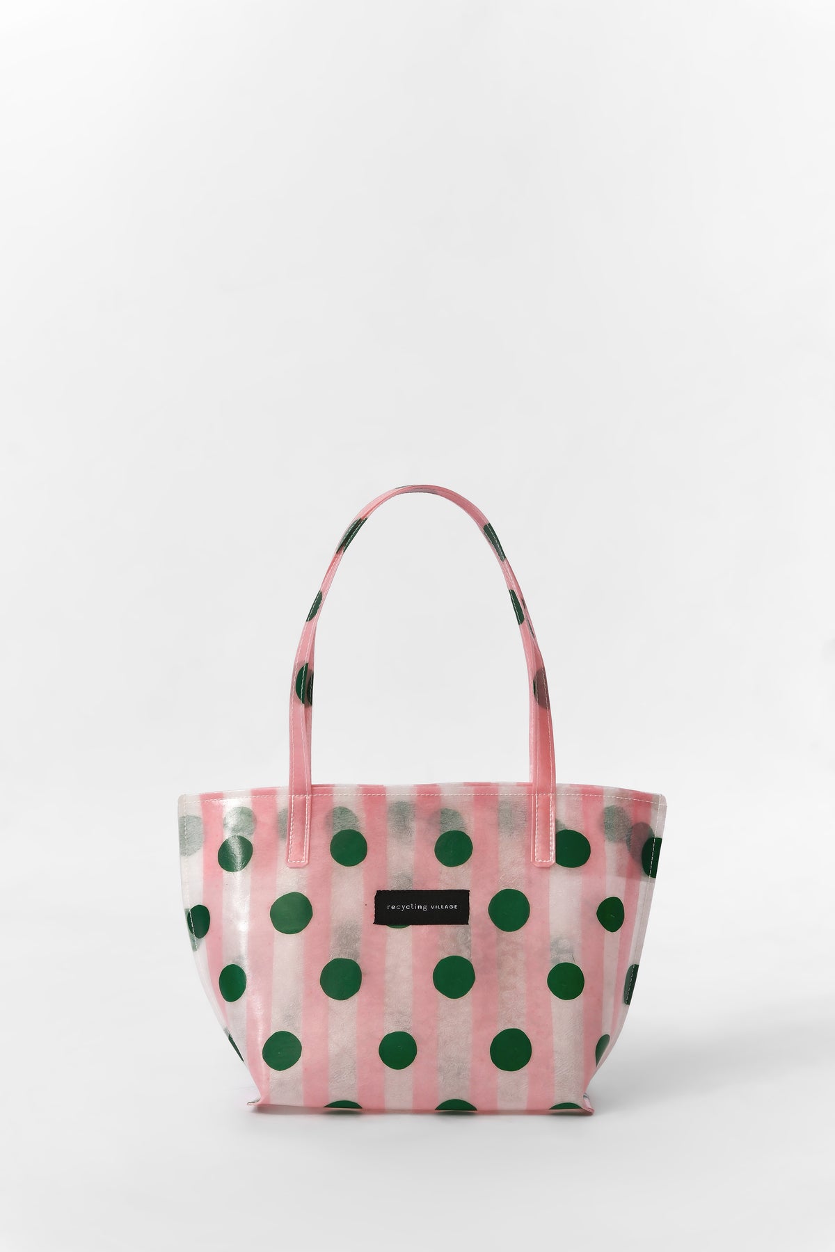RV Polkastripe Tote Small - Pink/Green - Recycling Village
