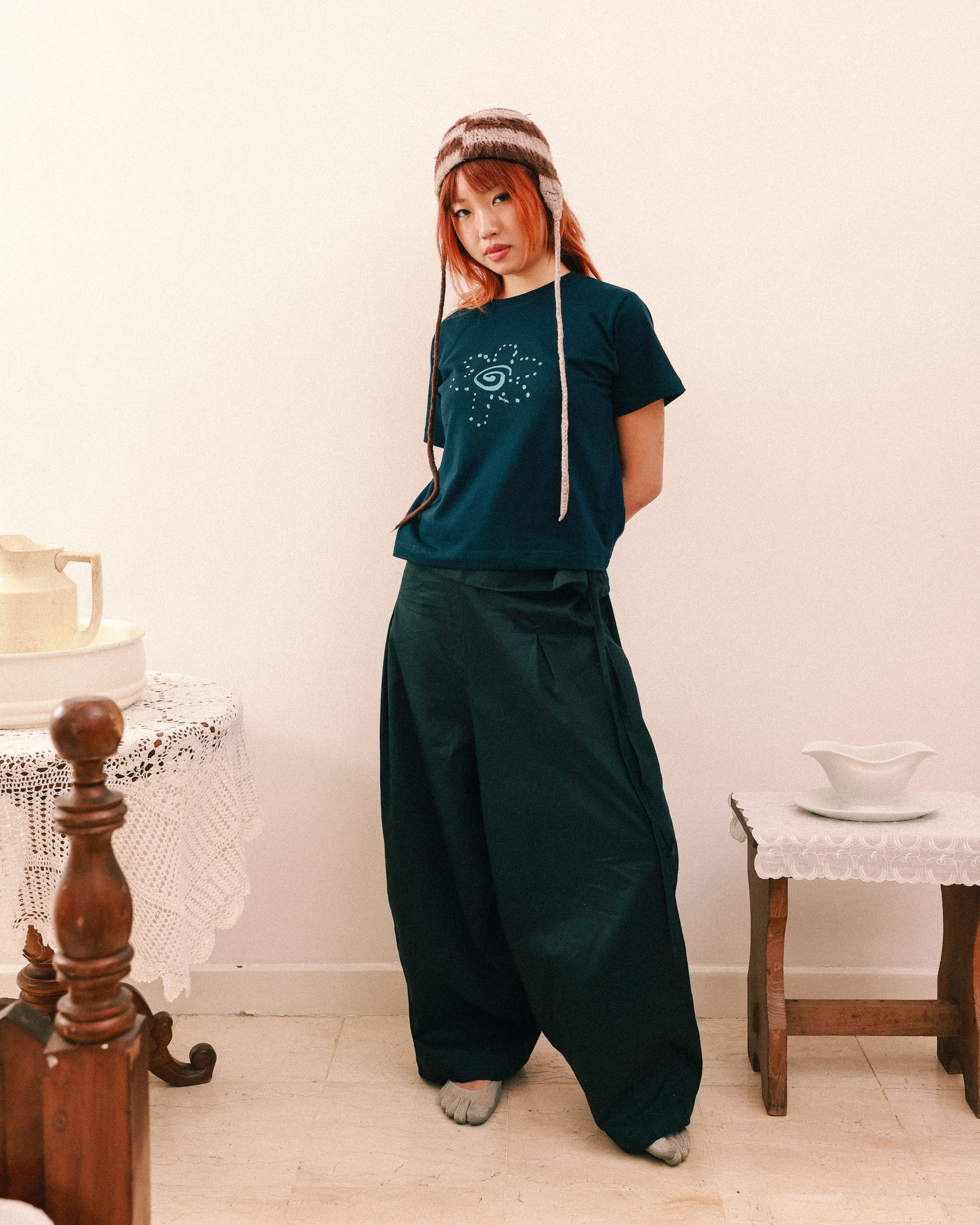 Fold Balloon Pants Navy - Ryuryu