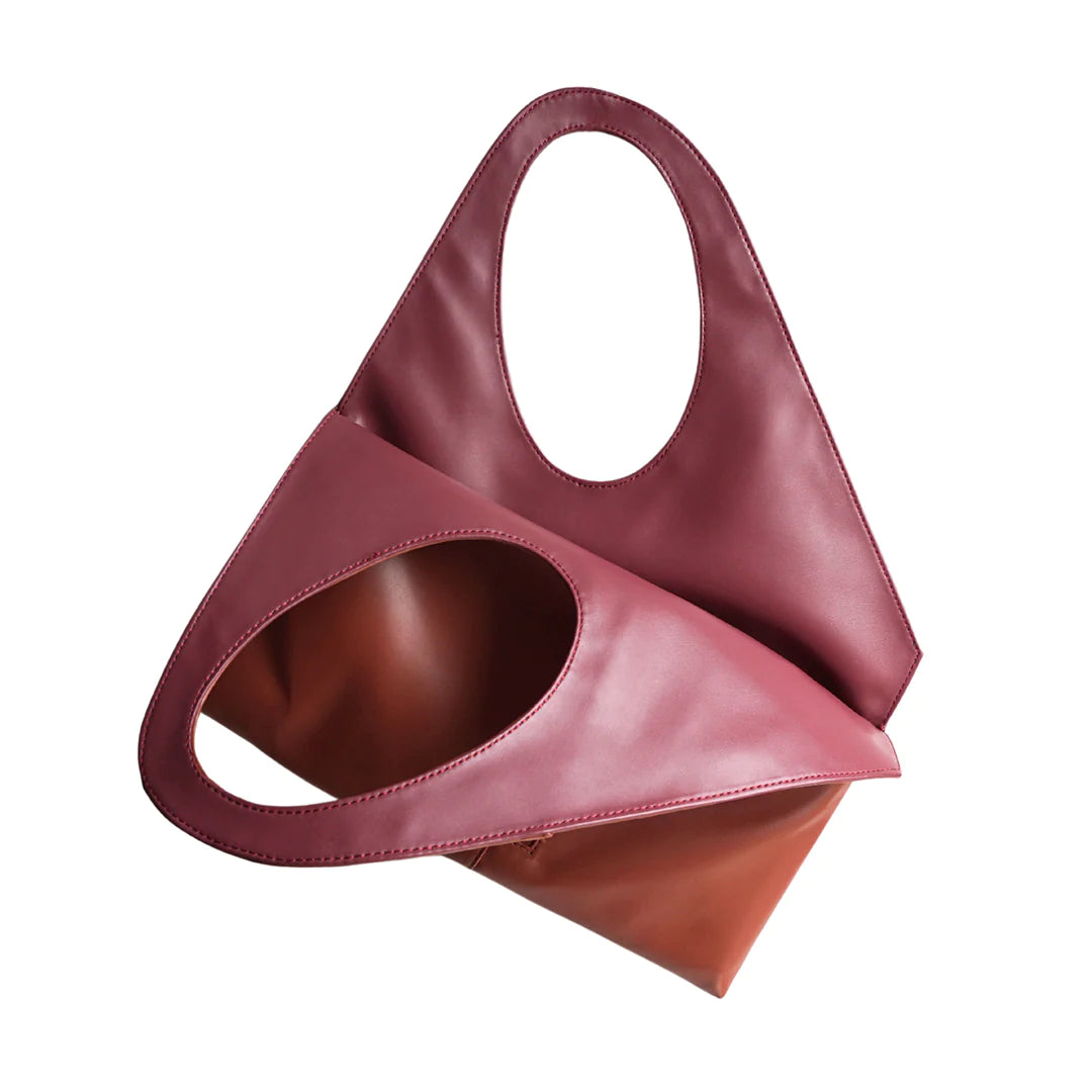 Rectangle Shoulder Bag & Clutch In Tan Maroon - Shop At Slow