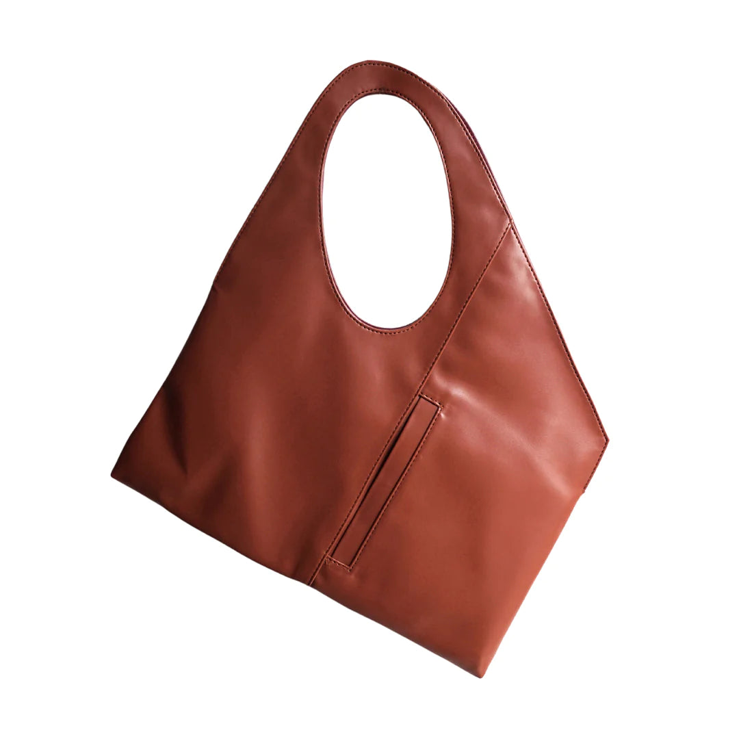 Rectangle Shoulder Bag & Clutch In Tan Maroon - Shop At Slow