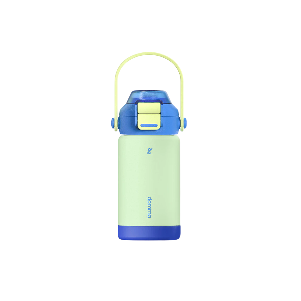 Green and blue tubler with a yellow handle from Domma on a white background