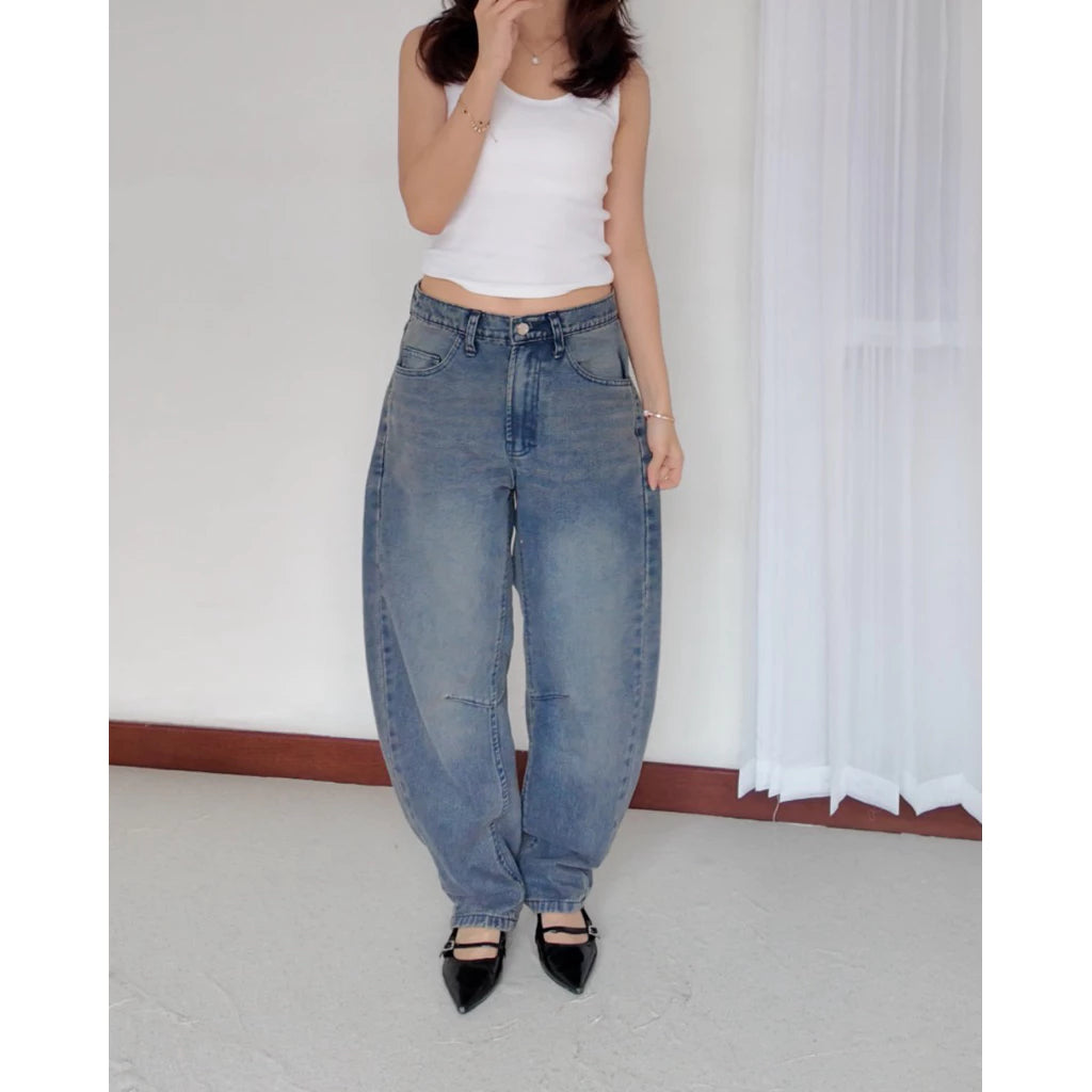 Sora Barrel Denim Pants - The Auctus