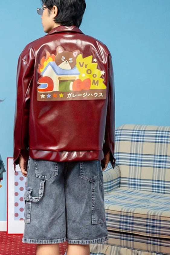 Speed Dept Faux Leather Jacket Maroon - Oh.Irv
