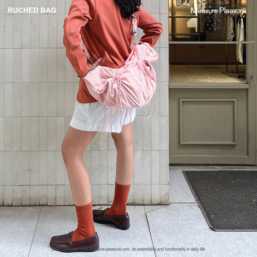 Ruched Bag 702 Salmon Stripes - Measure Pleasure