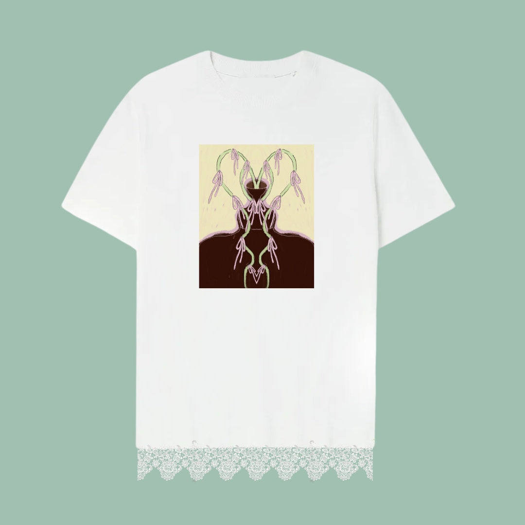 R'S Vase Lace Tshirt White - Tuff Puff