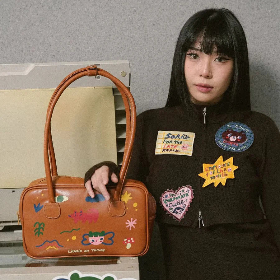 Work Hard Stay Cute - Baguette Leather Bag - Liunic On Things