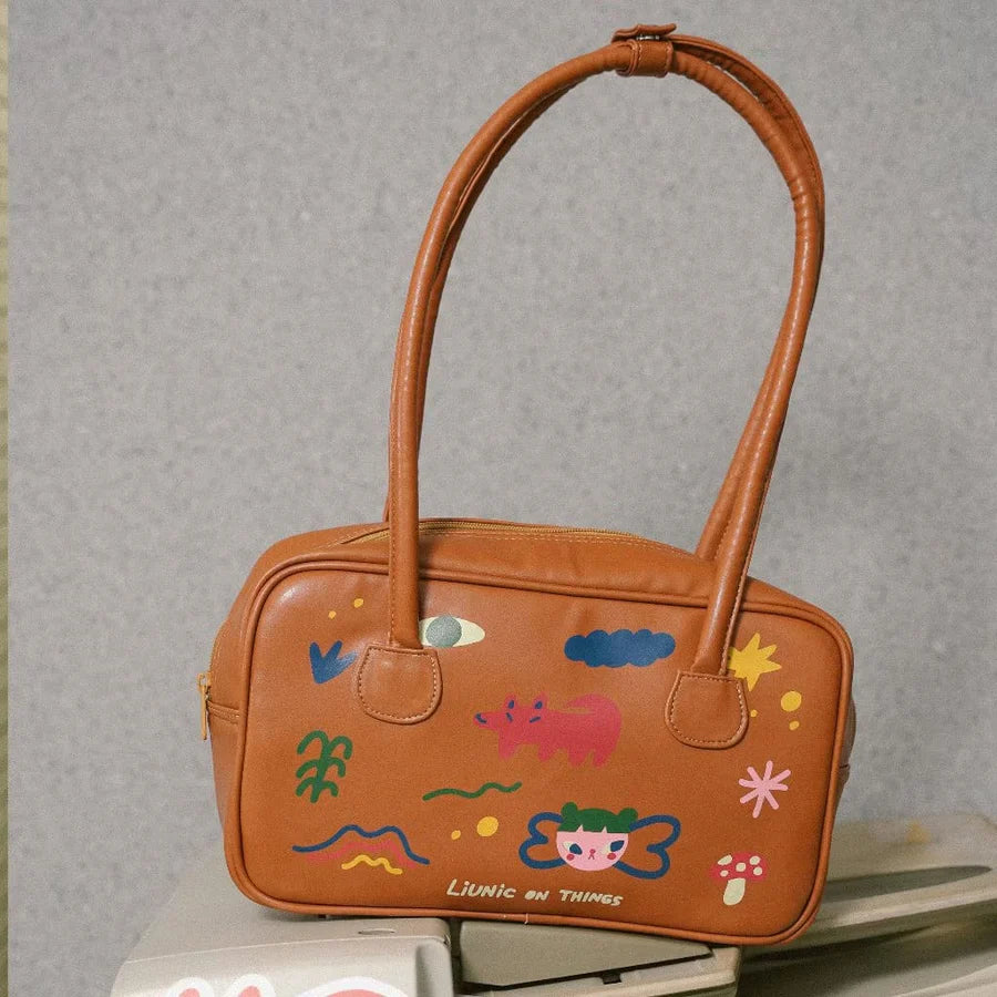 Work Hard Stay Cute - Baguette Leather Bag - Liunic On Things