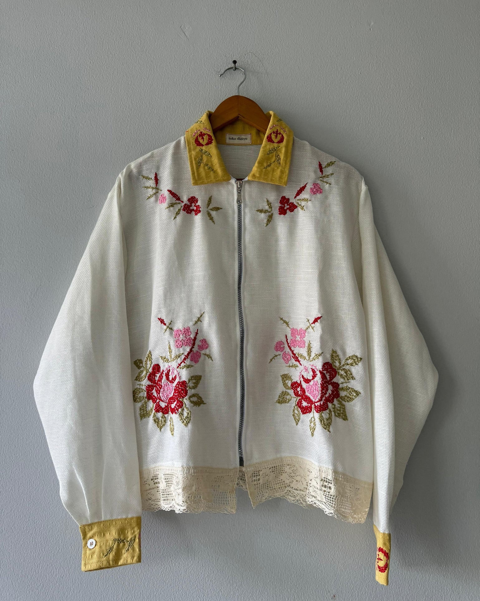 Hanna Cross-Stitches Jacket White - Toko Didiyo