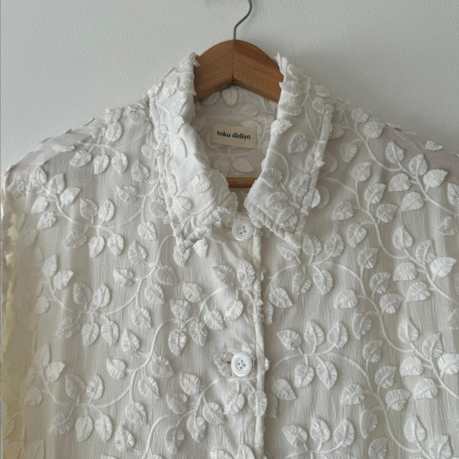 Cello Embroidery Shirt Jacket White - Toko Didiyo