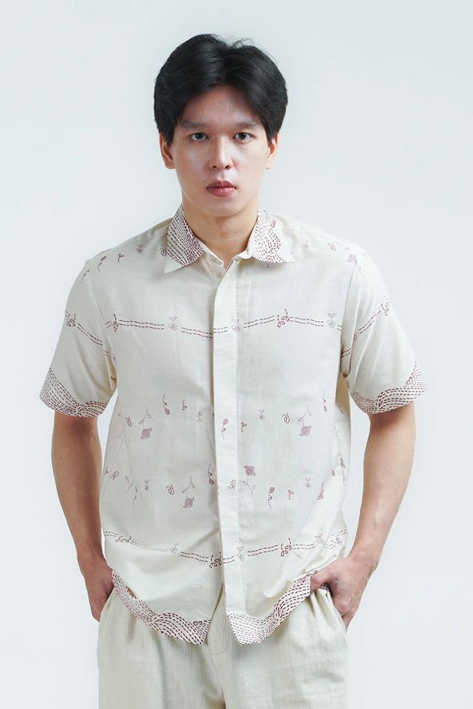 Kembali Men Shirt Shortsleeve Ivory - Damakara
