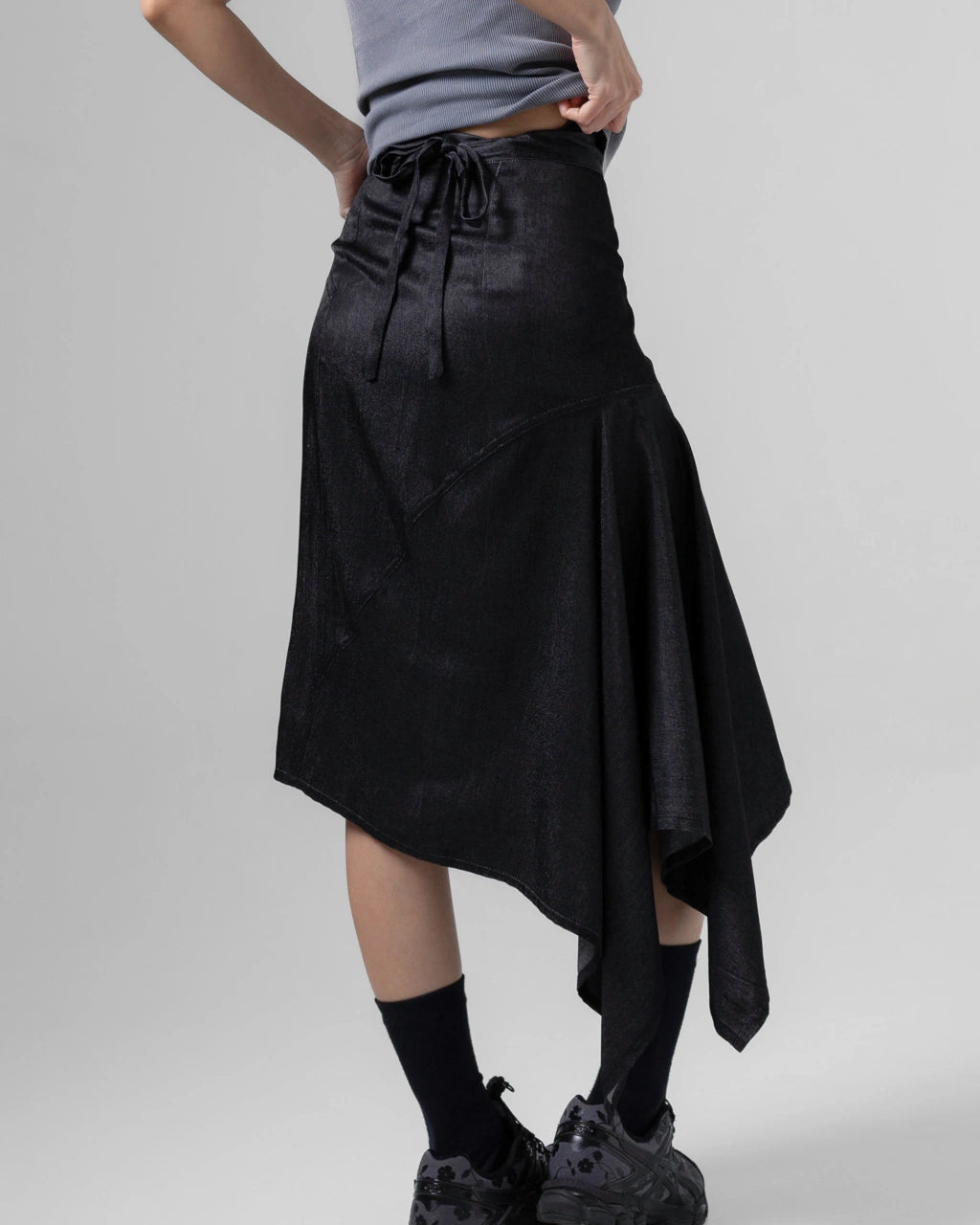 Noir Button Wrapped Skirt Black - Catha