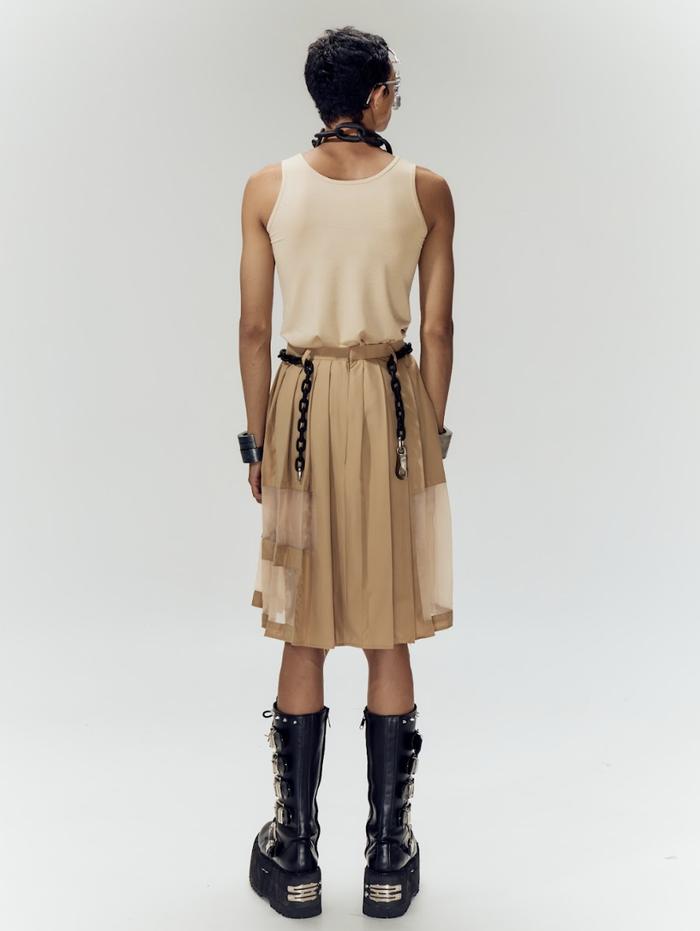 Gridline Skirt Light Brown - Two Stitches