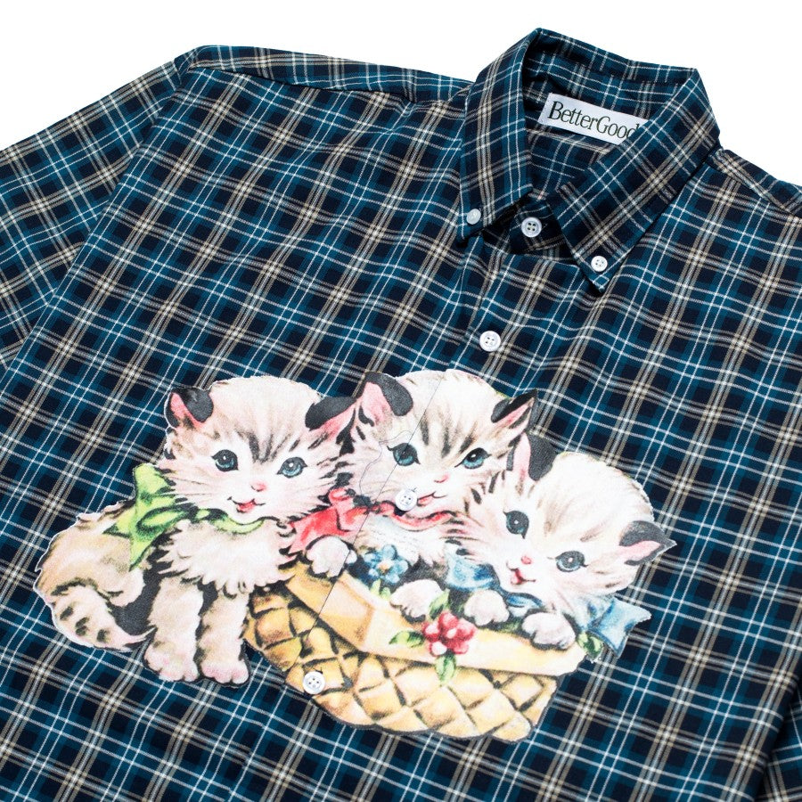 Plaid Kittens Shirt Green - Better Goods