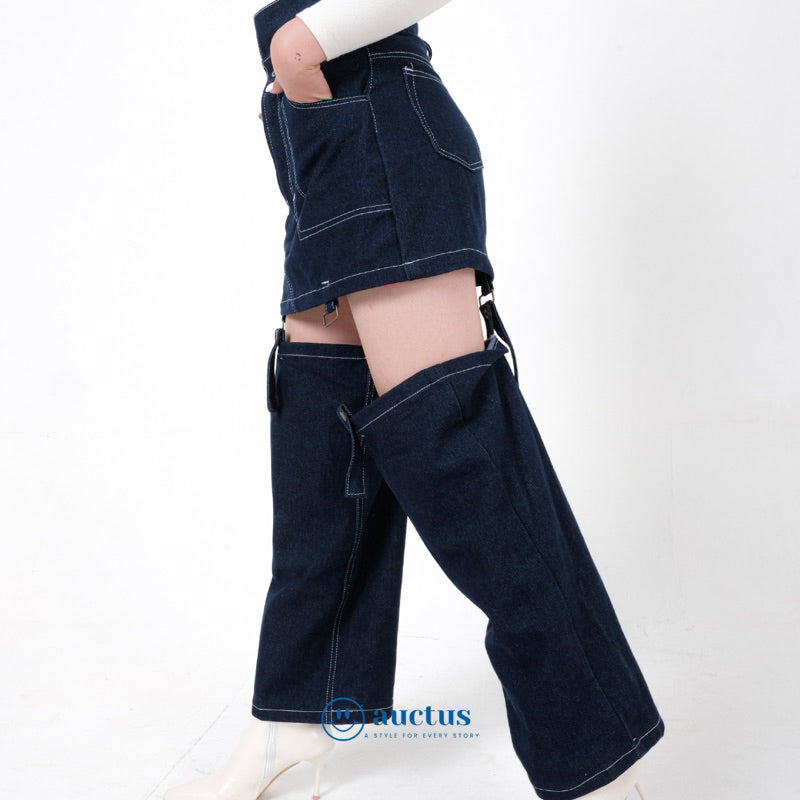 Cooper Detachable Skort Pants Dark Blue - The Auctus