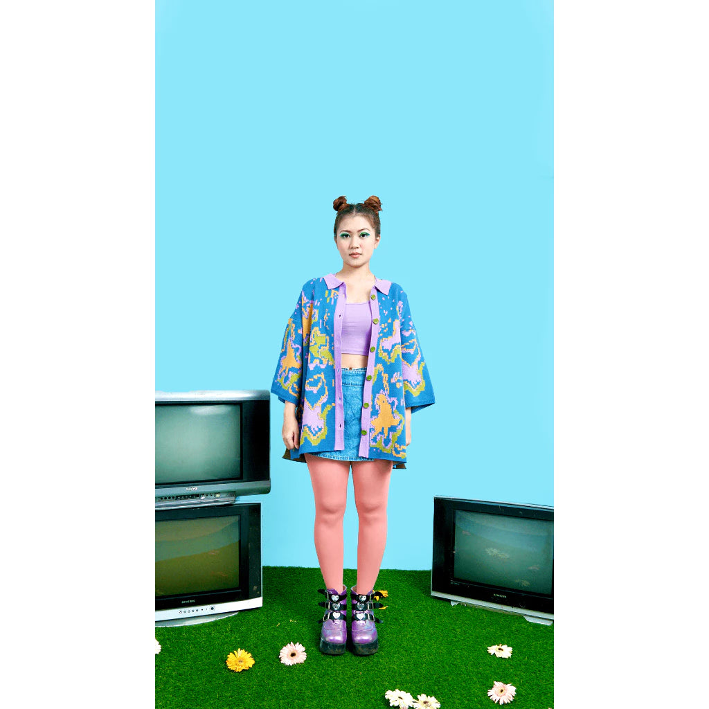 Pixel Dust Knitted Shirt Blue Lilac - Bertjorak