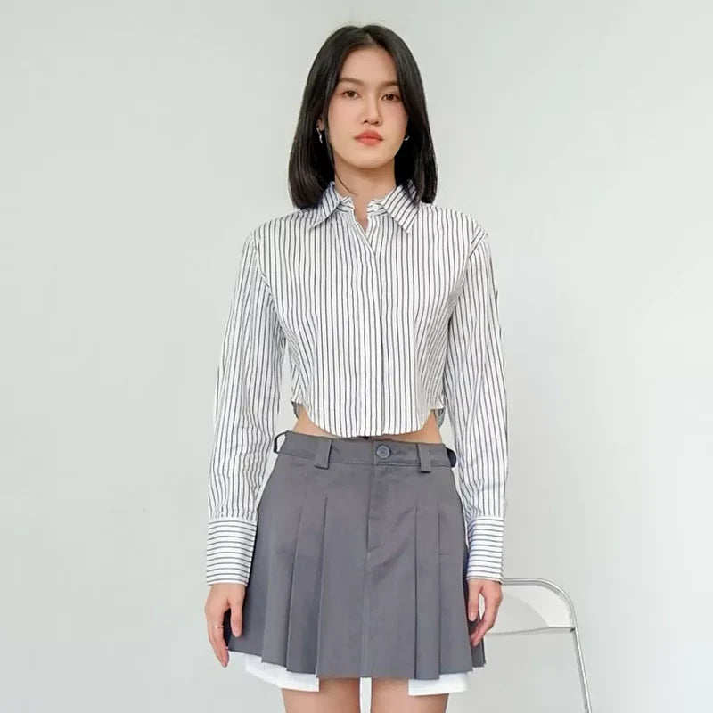 Louis Crop Shirt Stripe - Ambra La Moda