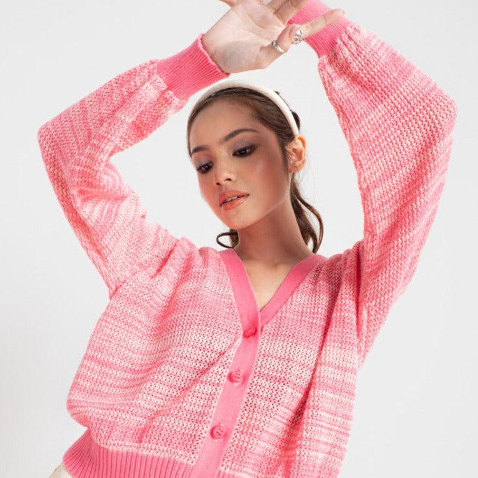 ​Jenna Knit Cardigan Pink - The Auctus
